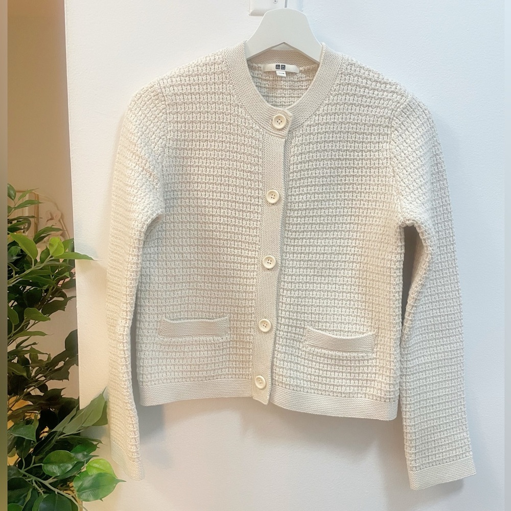Uniqlo Cream Textured Cardigan